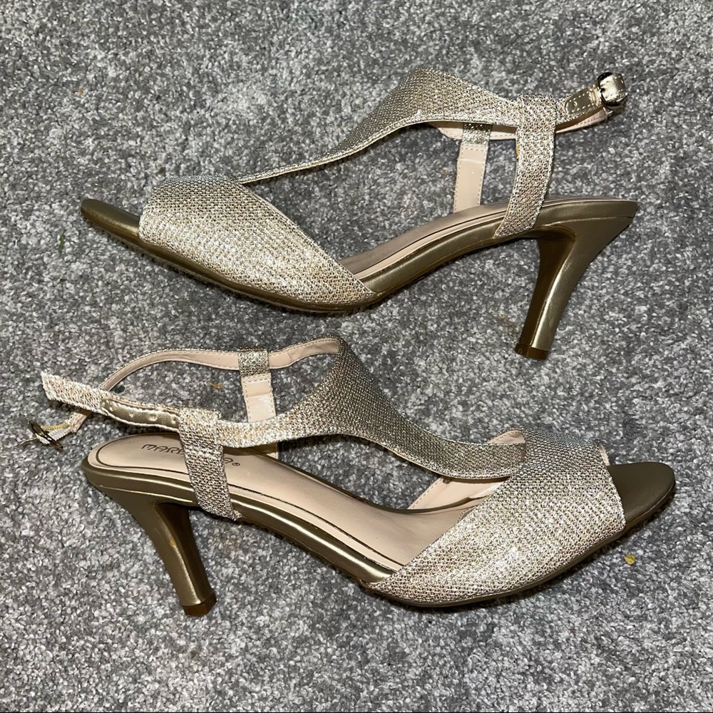 gold glitter heels